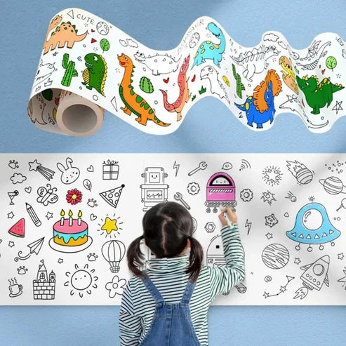 Children’s Coloring Drawing Roll  With Free Color Markers